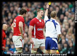 6Ns12 Bradley Davies sin bin Ireland Wales